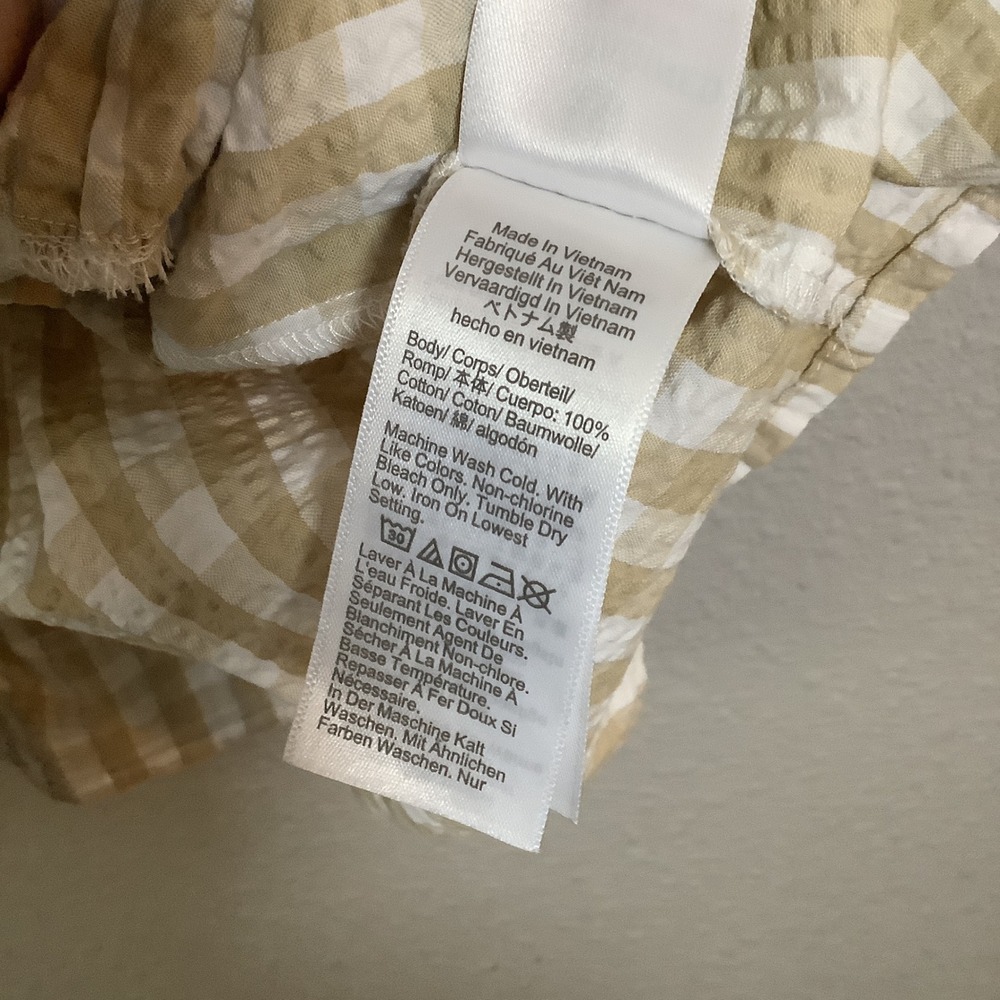 J. Crew Factory Seersucker Ruffleneck Gingham Mini Dress 8 Cream Cottagecore - Picture 4 of 5